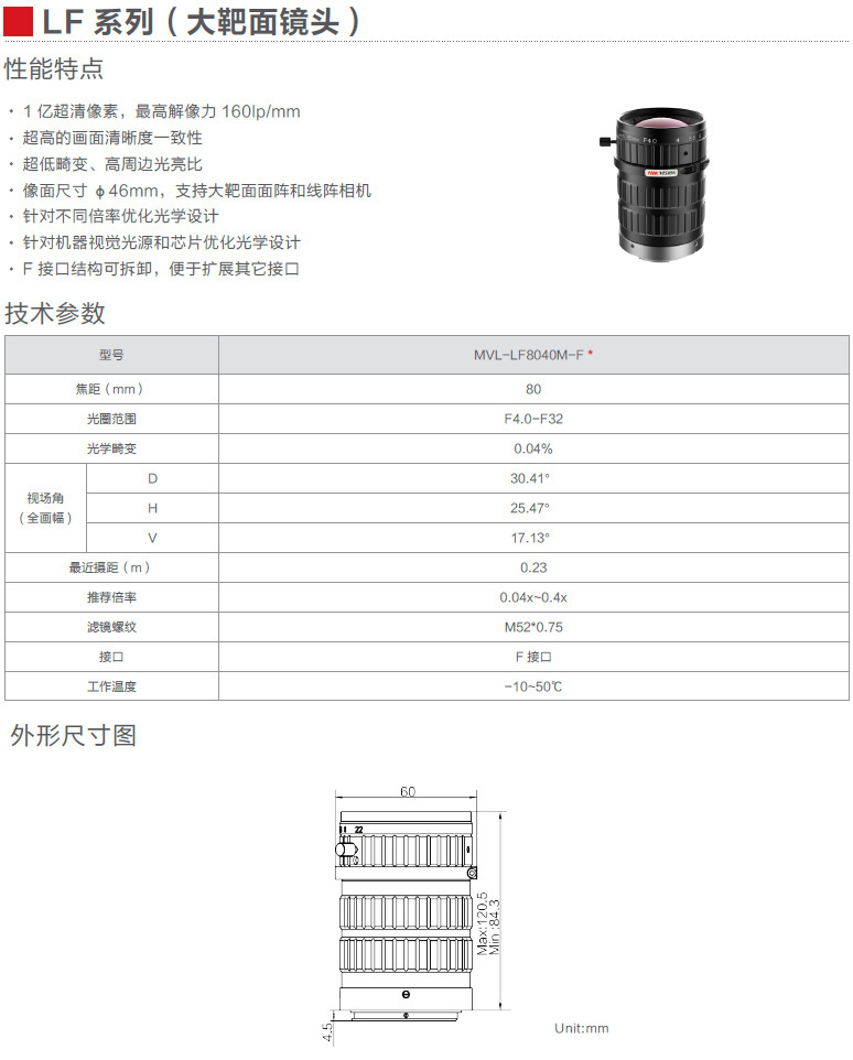 LF系列（大靶面镜头）